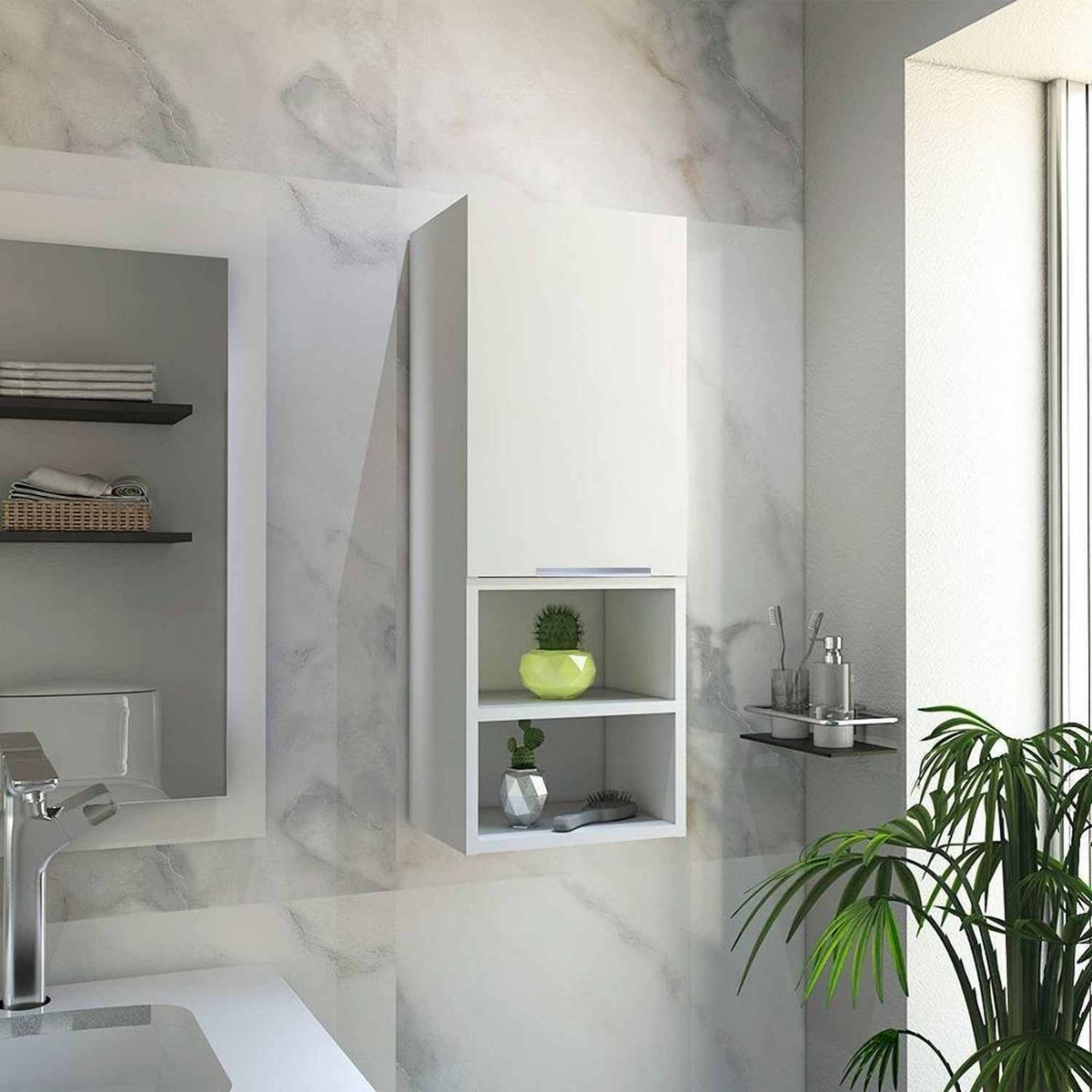 R&R MUEBLES - Gabinete Mueble de Baño Ada Blanco 1 Puerta R&R MUEBLES