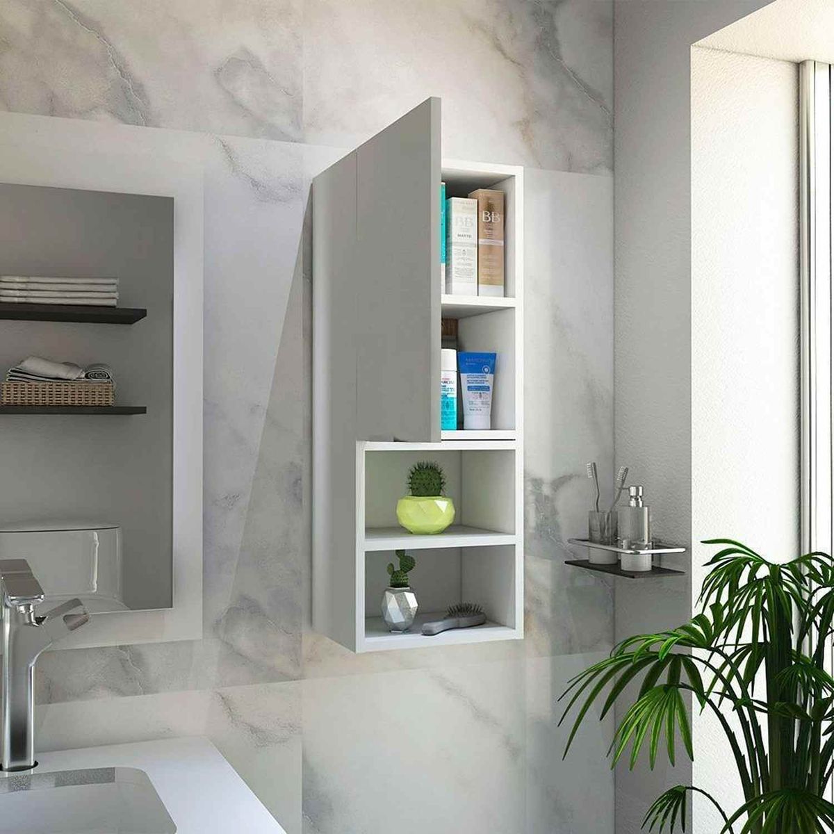 R&R MUEBLES - Gabinete Mueble de Baño Ada Blanco 1 Puerta R&R MUEBLES