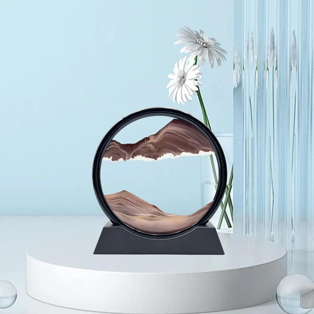 GENERICO - ADORNO TIPO RELOJ DE ARENA 3D MOVIMIENTO DECORATIVO OFICINA MARRÓN