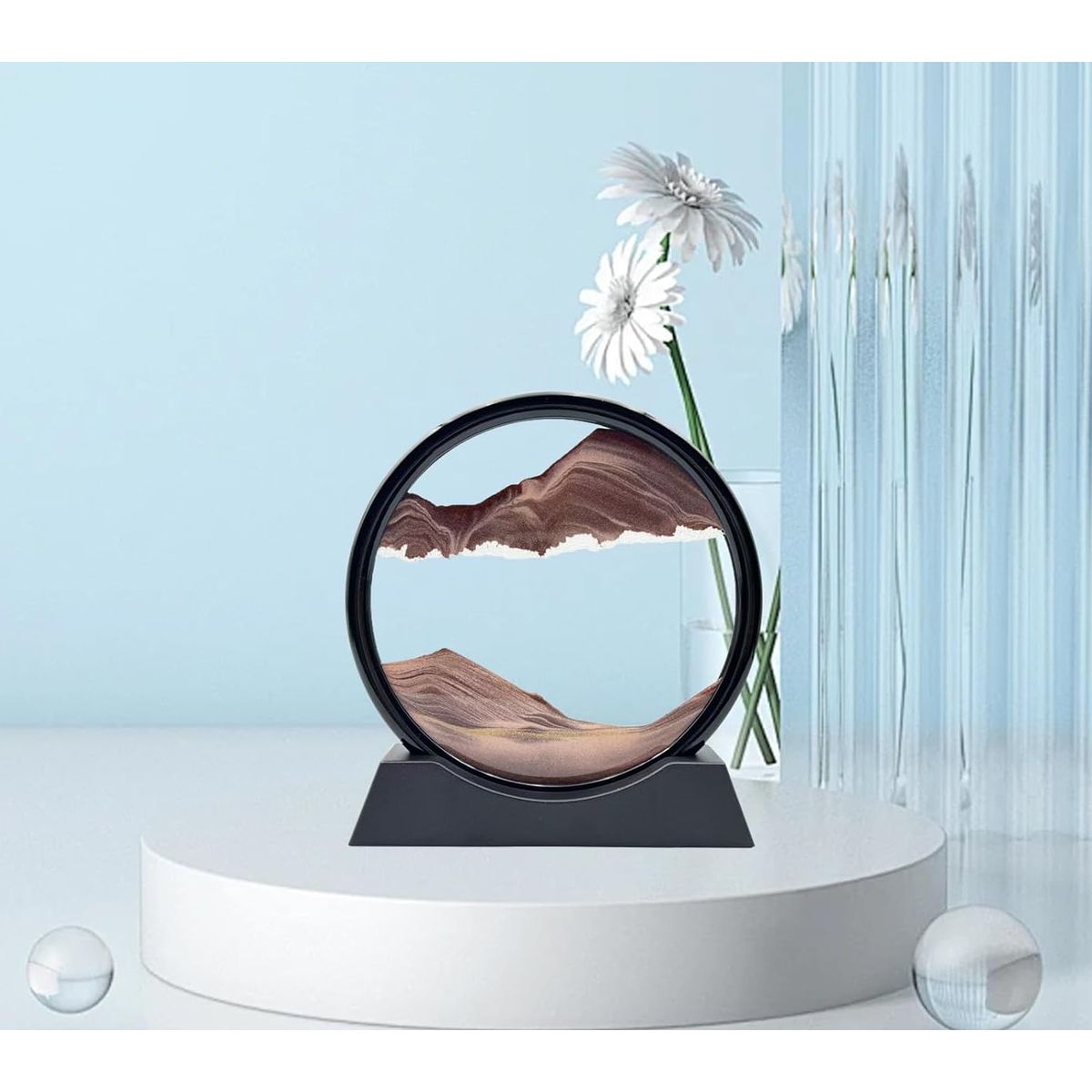 GENERICO - ADORNO TIPO RELOJ DE ARENA 3D MOVIMIENTO DECORATIVO OFICINA MARRÓN