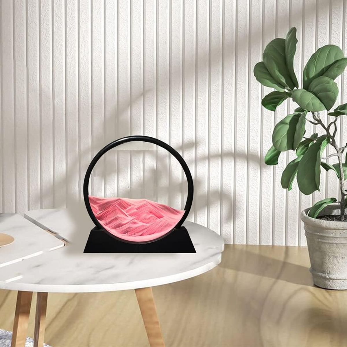 GENERICO - ADORNO TIPO RELOJ DE ARENA 3D MOVIMIENTO DECORATIVO OFICINA ROSADO