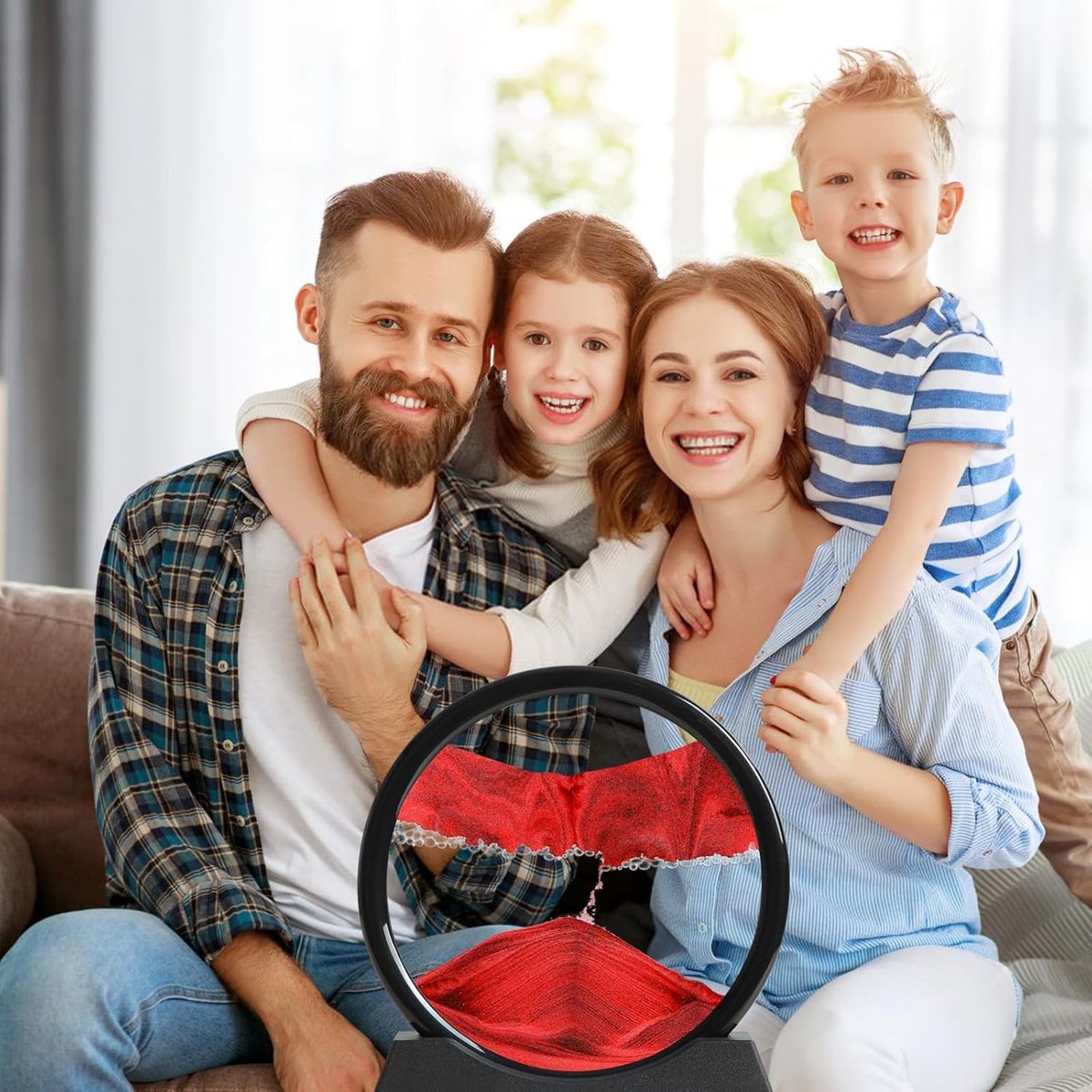 GENERICO - ADORNO TIPO RELOJ DE ARENA 3D MOVIMIENTO DECORATIVO OFICINA ROJO