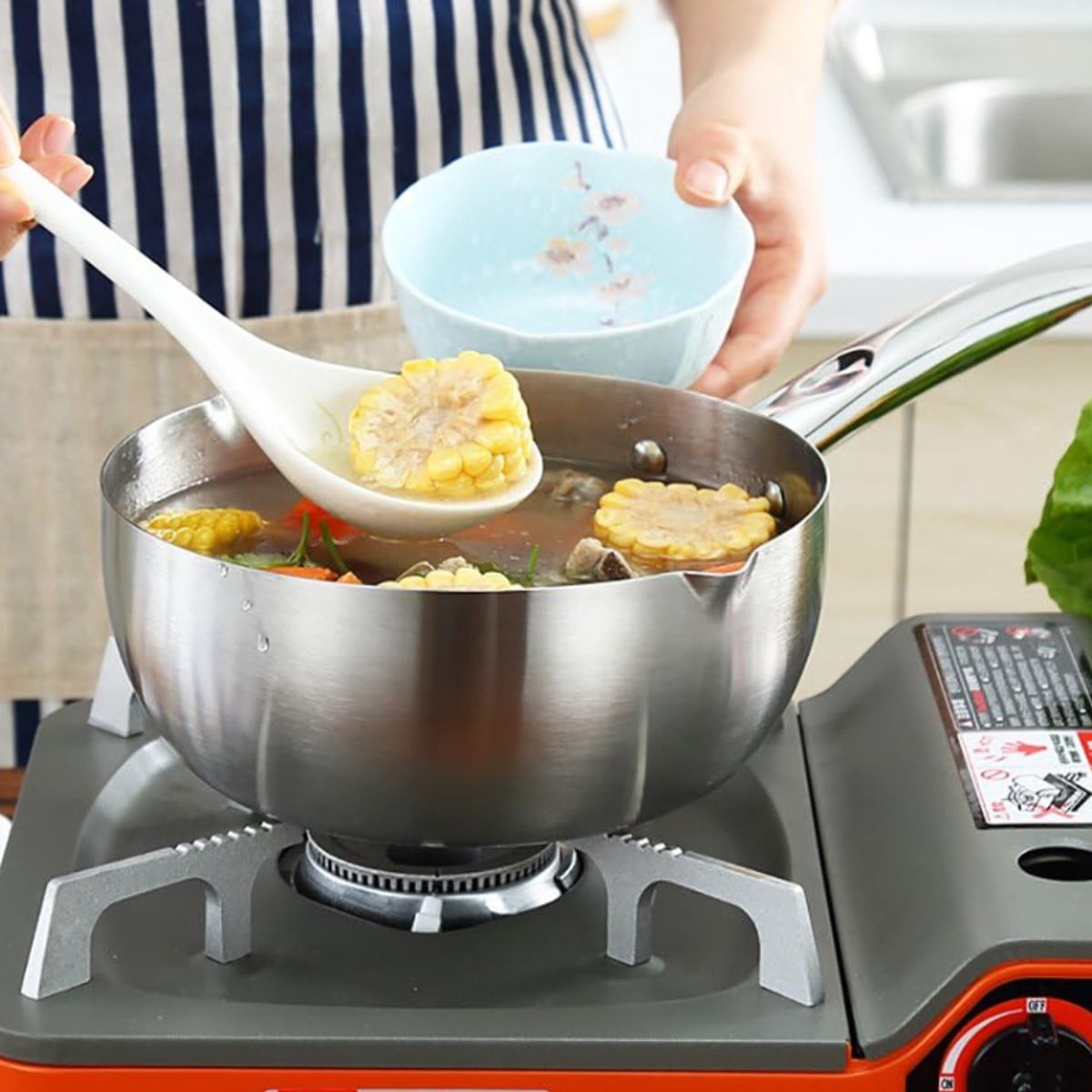 GENERICO - Cacerola de acero inoxidable 1600 ml