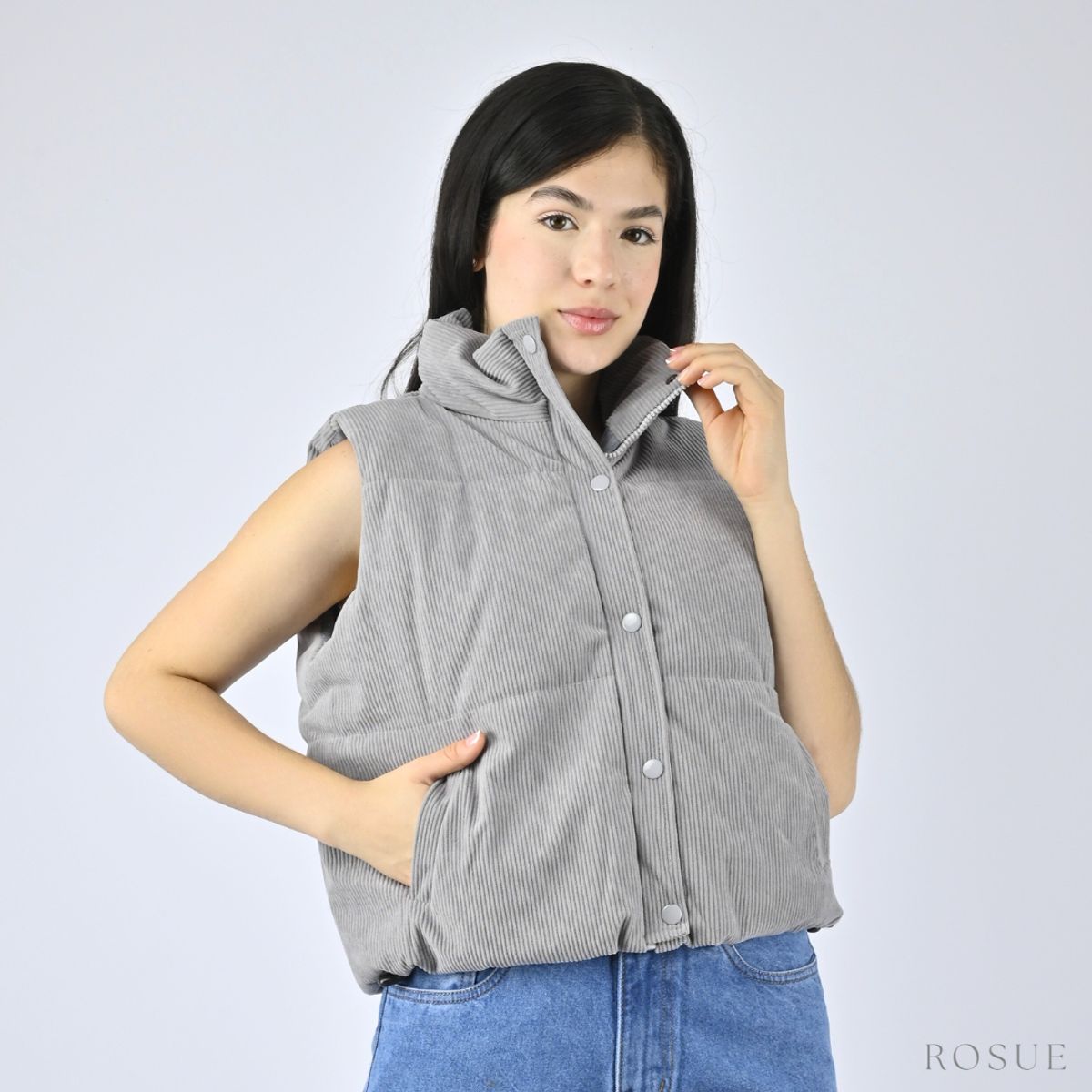 ROSUE - Chaleco Corduroy con Forro Interno Puff