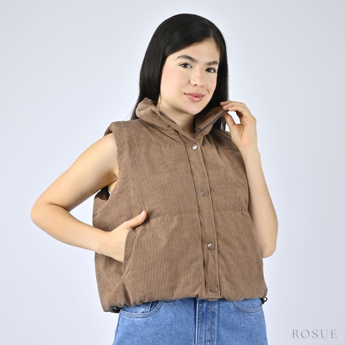 ROSUE - Chaleco Corduroy con Forro Interno Puff