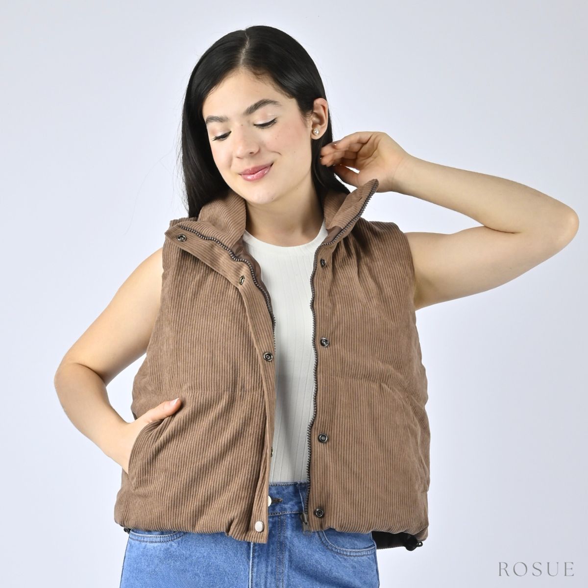 ROSUE - Chaleco Corduroy con Forro Interno Puff