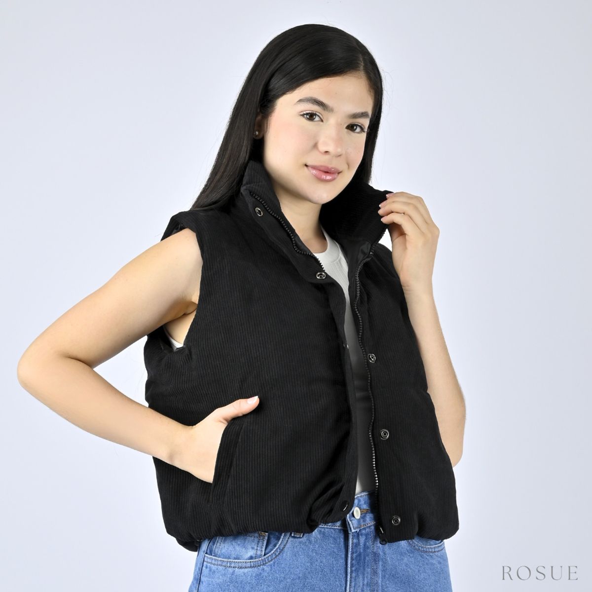 ROSUE - Chaleco Corduroy con Forro Interno Puff