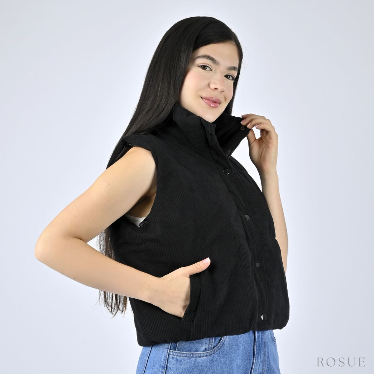 ROSUE - Chaleco Corduroy con Forro Interno Puff