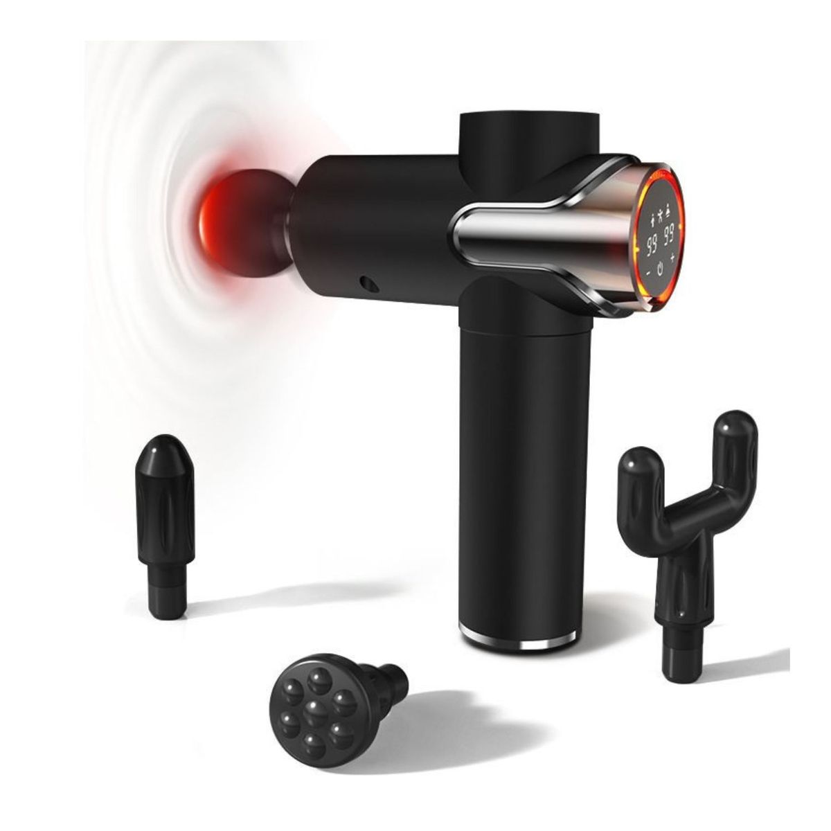 GENERICO - Masajeador con 4 Cabezales Digital Black