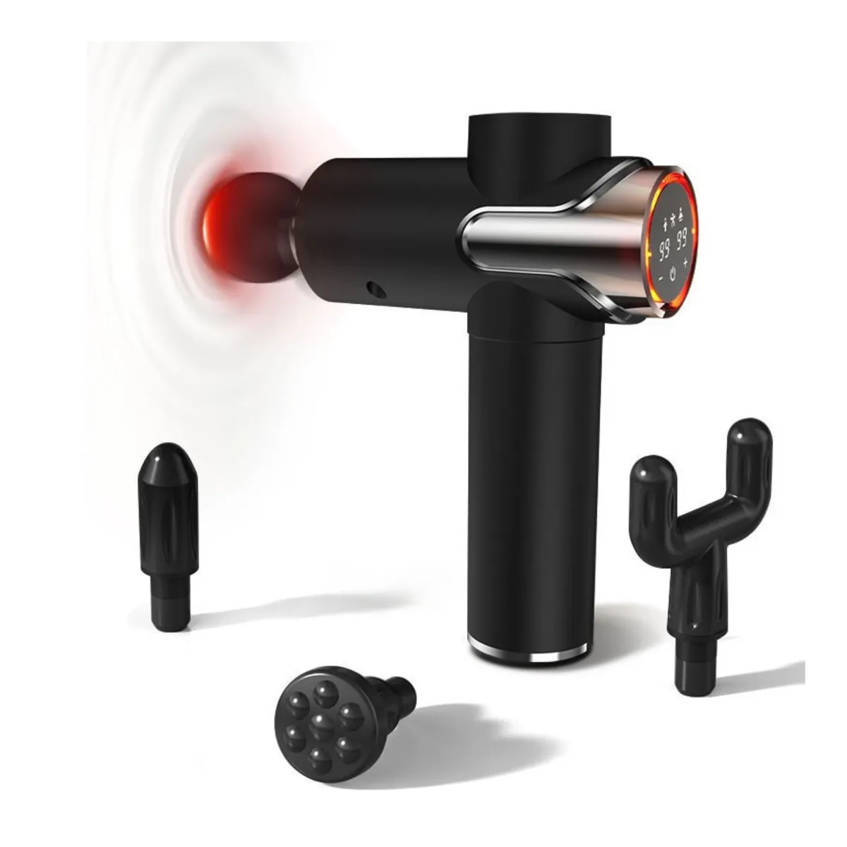 GENERICO - Masajeador con 4 Cabezales Digital Black