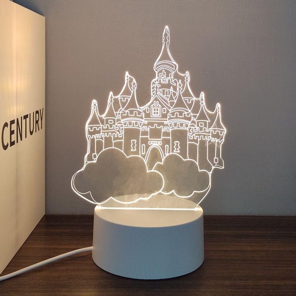 GENERICO - LÁMPARA LUZ LED ILUSIÓN 3D LUZ CÁLIDA DE NOCHE DISEÑO CASTILLO
