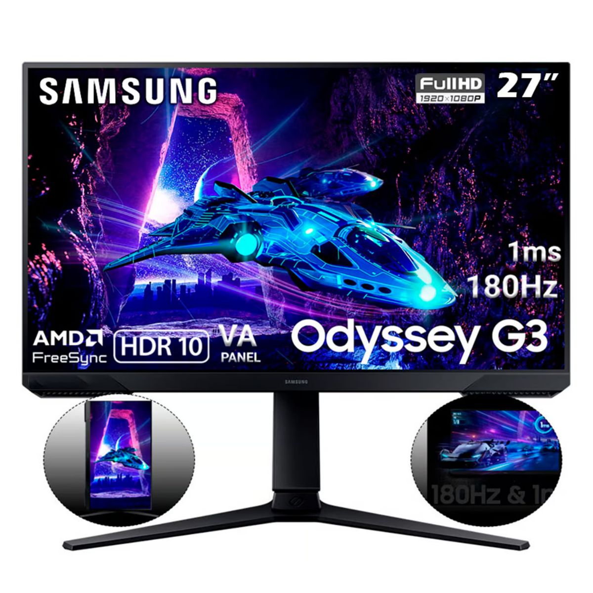 SAMSUNG - Monitor Gamer Odyssey G3 27 180Hz FHD LS27DG300ELXPE