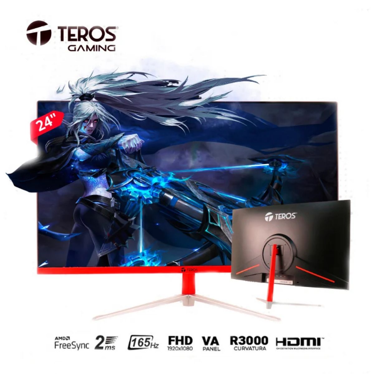TEROS - Monitor Teros TE-2471G 238 Curvo FHD 165Hz 2ms HDMIDPUSB