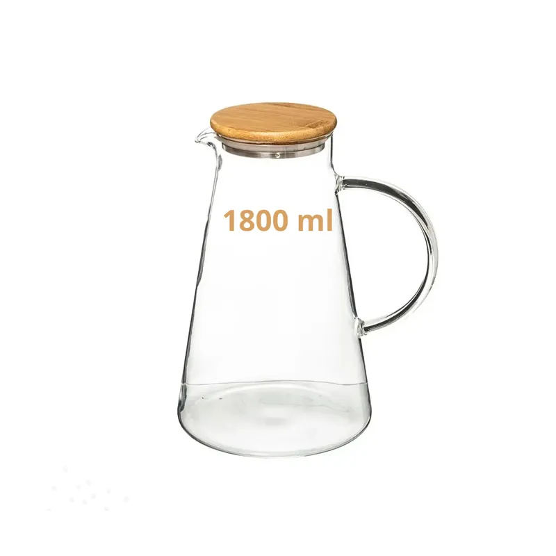 GENERICO - Jarra de vidrio con Tapa De Madera 1800 ml