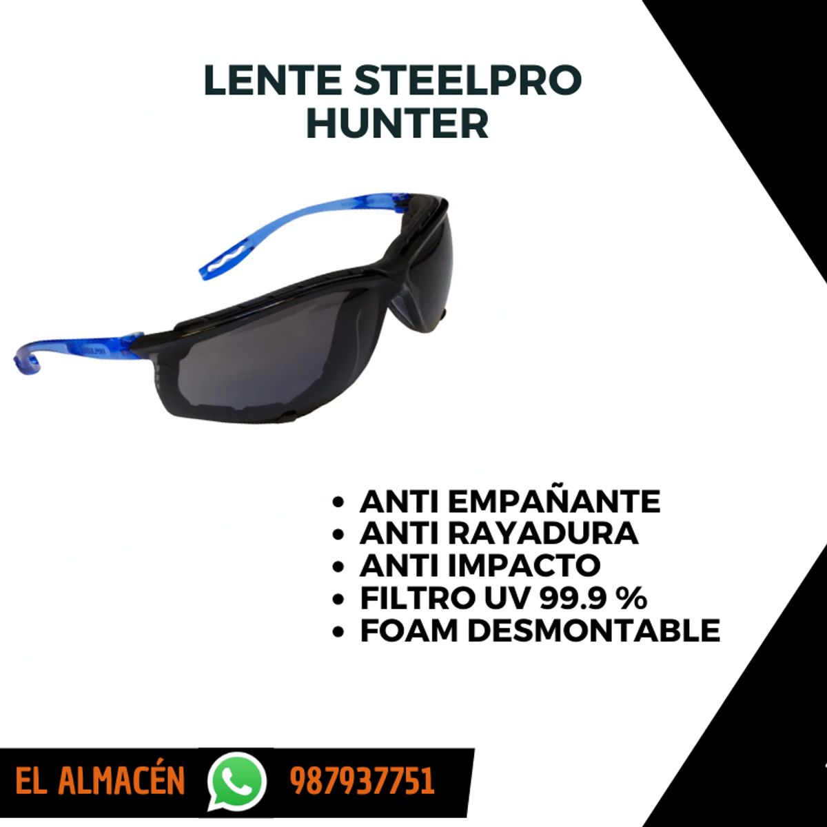STEEL PRO - LENTES DE SEGURIDAD HUNTER -TINTE GRIS