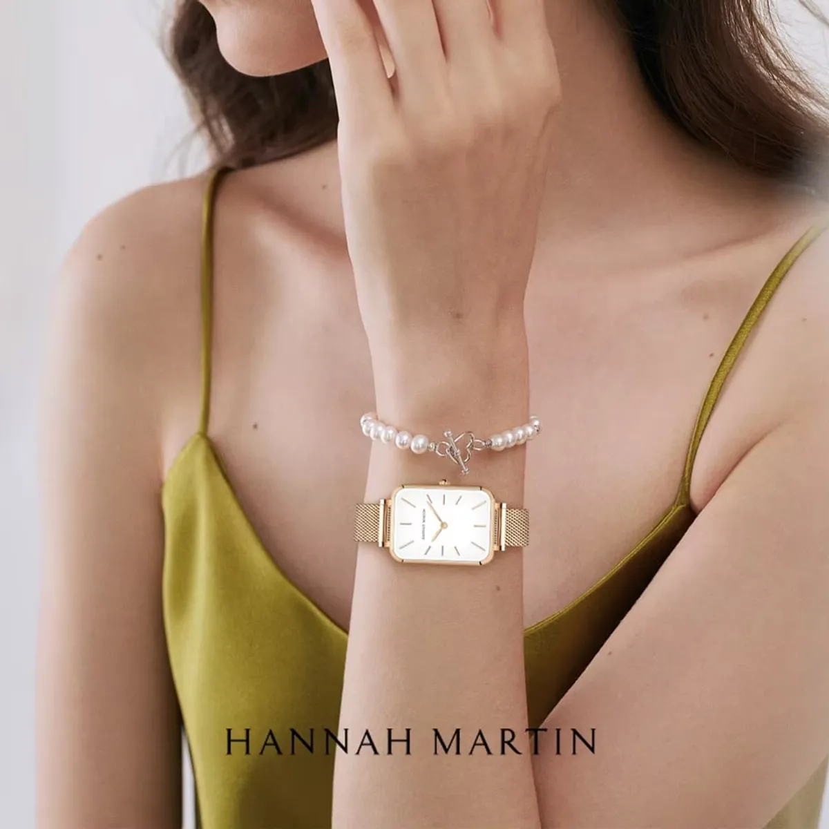 HANNAH MARTIN - RELOJ METAL MUJER ORO ROSA HANNAH MARTIN ESTILO CUADRADO