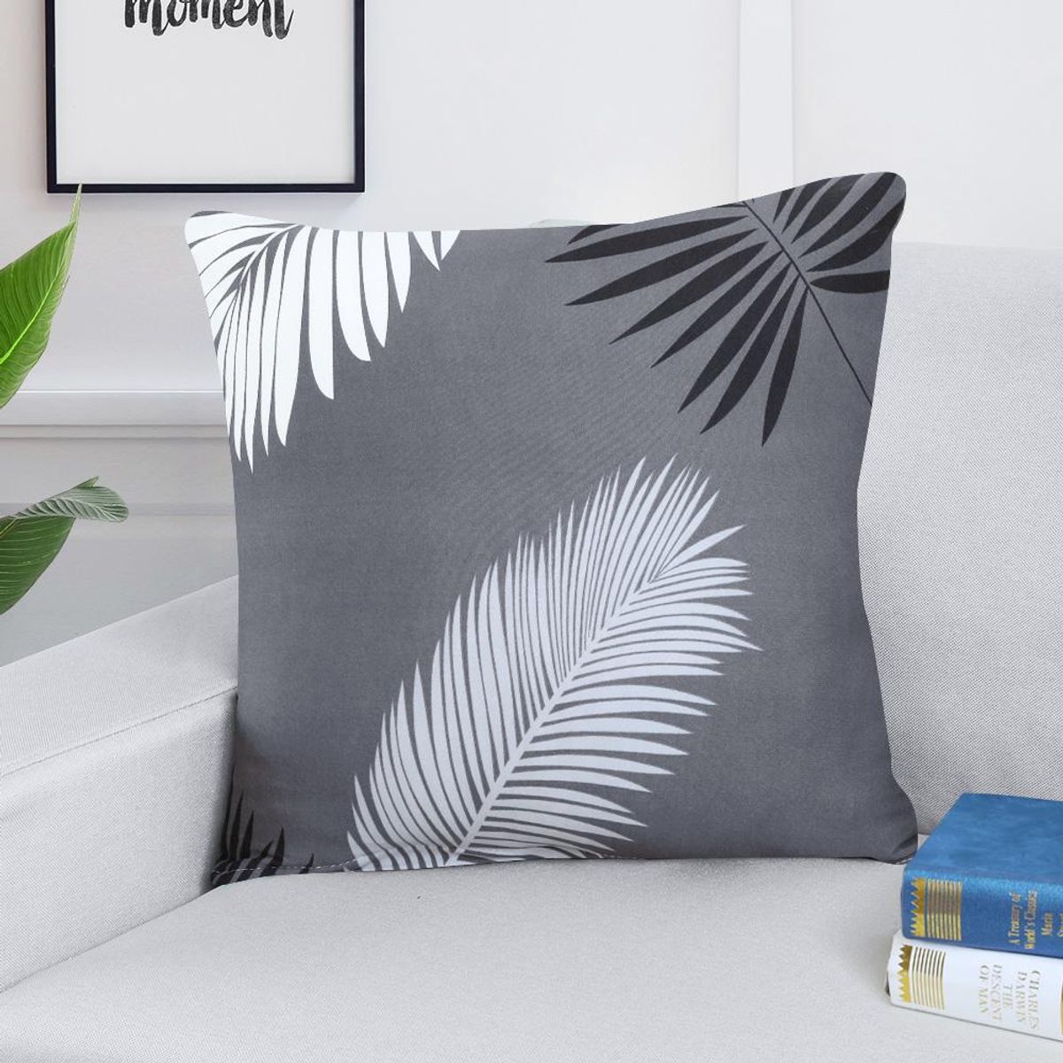 GENERICO - Fundas de Cojines x6 und diseño Gris Plumas