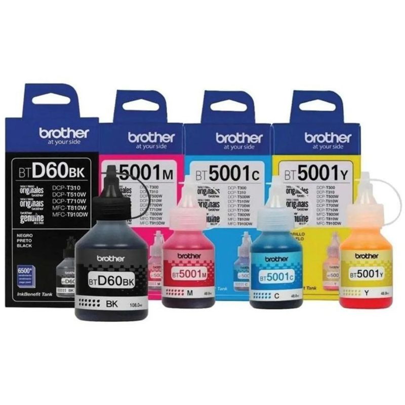 BROTHER - Kit tinta Brother ORIGINAL btd60bk bt5001cbt5001mbt5001y