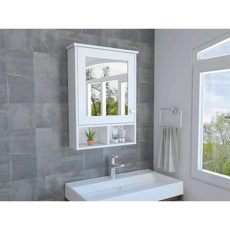 R&R MUEBLES - Gabinete Mueble de Baño Cataleya Blanco 1 Puerta y Espejo R&R MUEBLES