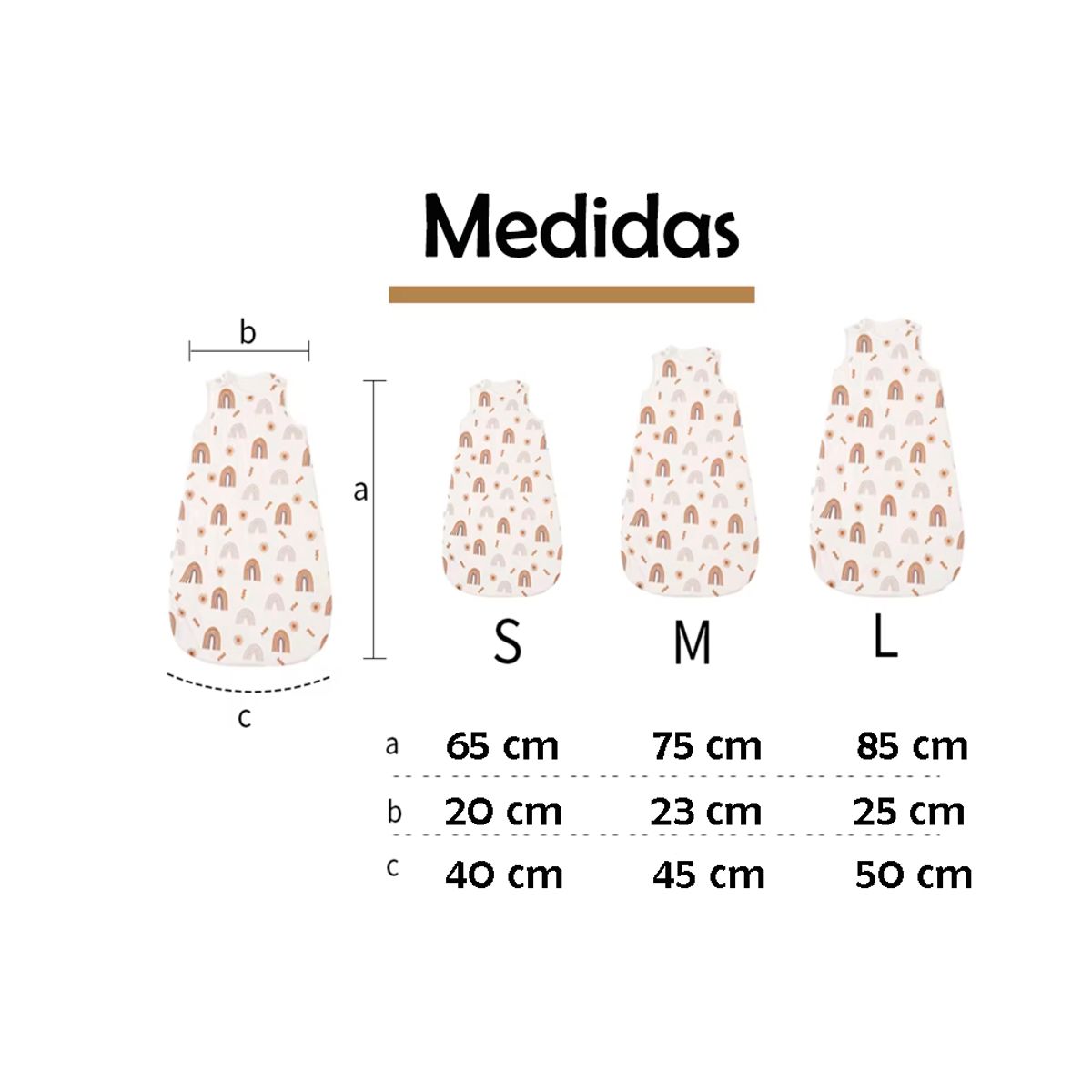 GENERICO - Pijama Saco de Dormir Algodón Bambú Talla L (hasta 95 cm)