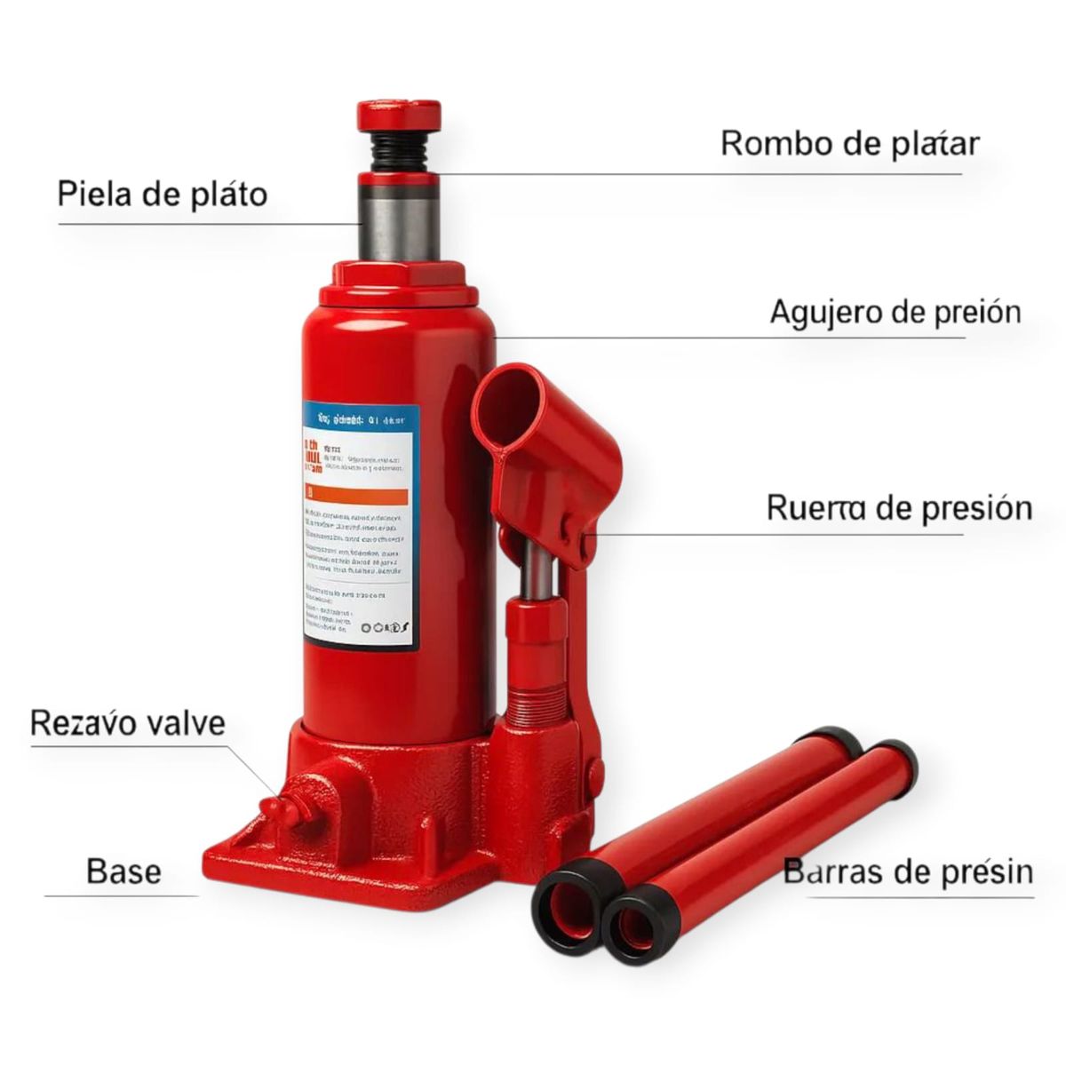 GENERICO - Gata Hidráulica Tipo Botella de 4 Toneladas