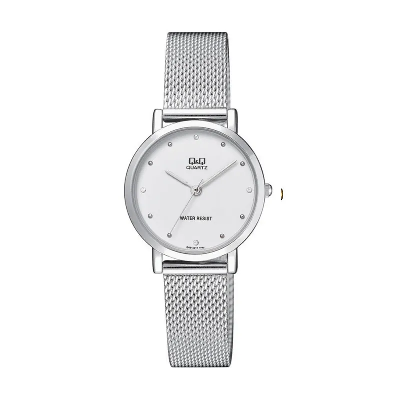 Q&Q - Reloj Q&Q Para Mujer De Malla Metálica Resistente Al Agua Plateado