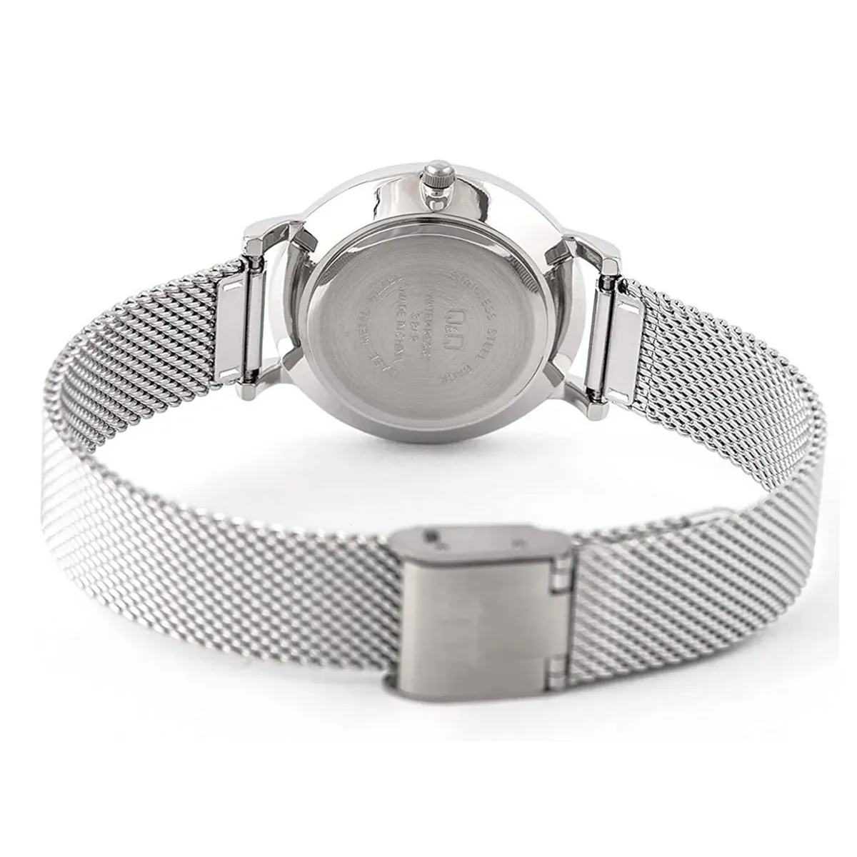 Q&Q - Reloj Q&Q Para Mujer De Malla Metálica Resistente Al Agua Plateado