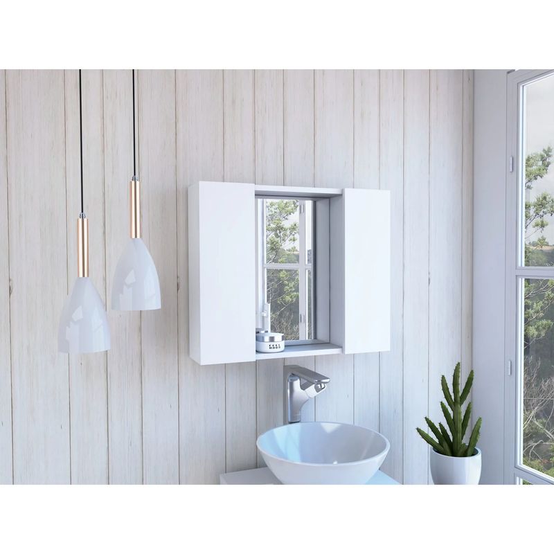 R&R MUEBLES - Gabinete Mueble de Baño Gaia Blanco 2 Puertas y Espejo R&R MUEBLES