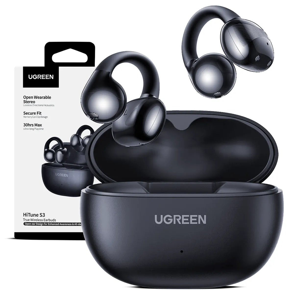 UGREEN - Audifonos Ugreen Hitune S3 Open Ear Clip Bluetooth 5.4 Negro