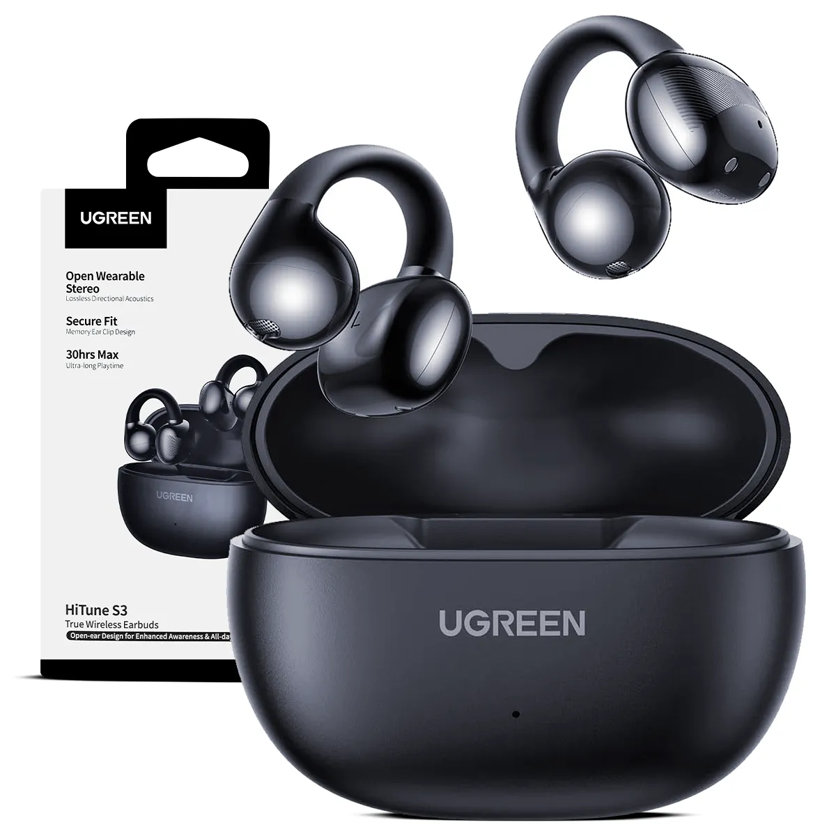 UGREEN - Audifonos Ugreen Hitune S3 Open Ear Clip Bluetooth 5.4 Negro