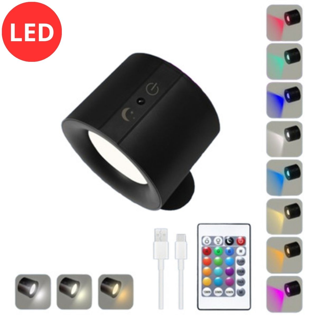 GENERICO - Lámpara 360° imantada con sensor táctil + control