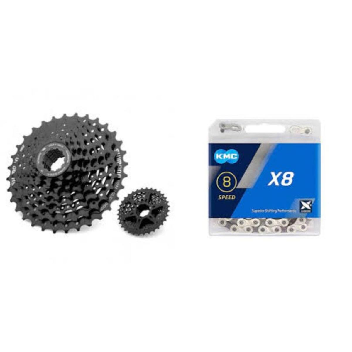 SHIMANO - PIÑON SHIMANO ALTUS CASSETTE 8V +CADENA KMC PARA BICICLETA