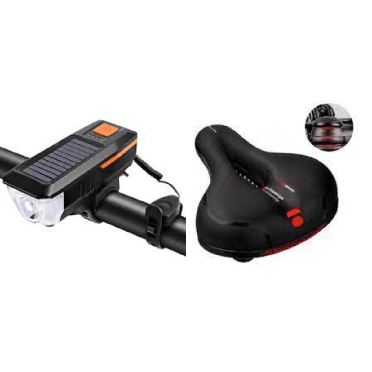 GENERICO - SILLIN ANCHO RESORTES + LUZ SOLAR 350LM BICICLETA