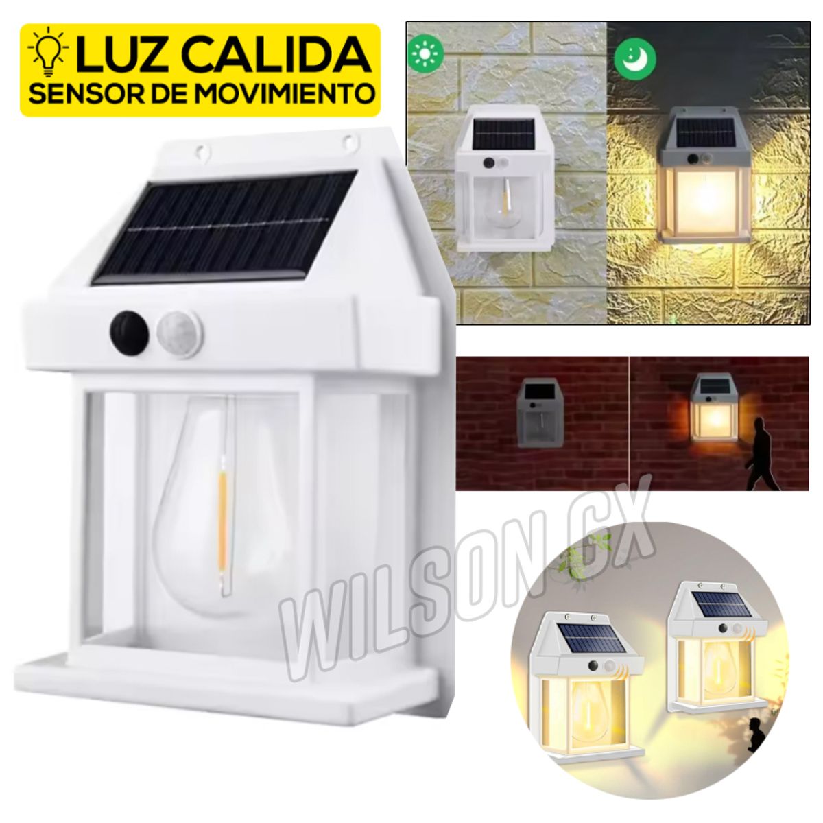 GENERICO - Reflector Foco Led Solar con Sensor Movimiento Blanco Recargable