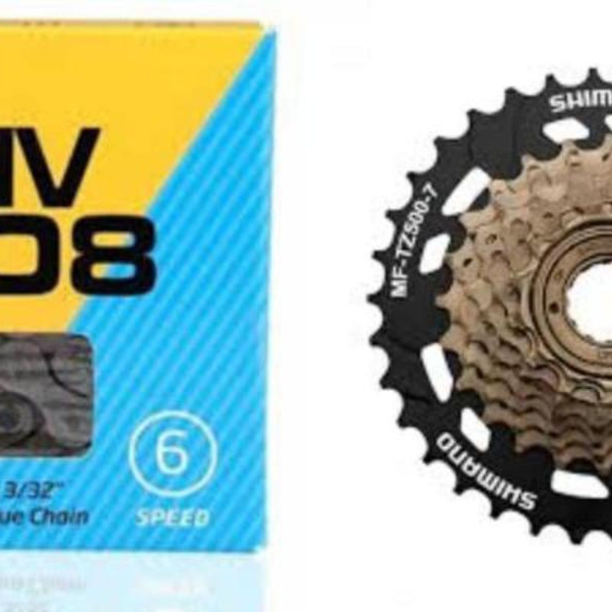 SHIMANO - Piñon Shimano mega 7v Y Cadena Kmc 7v Para Bicicleta