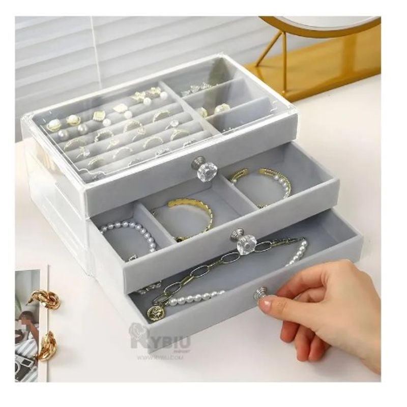 GENERICO - Mini Joyero 3 Cajones Estuche Organizador Division Anillos