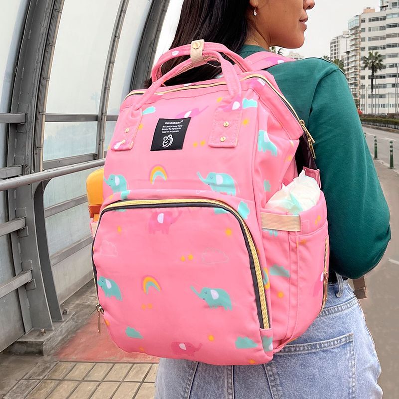 GENERICO - Mochila Pañalera Pink Elephant