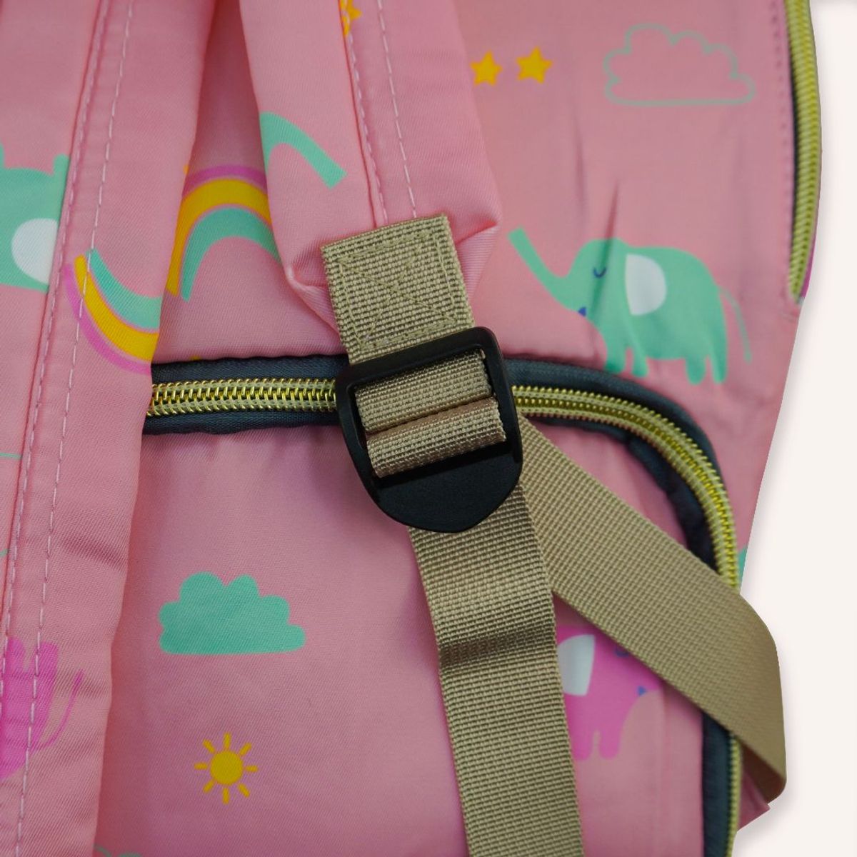 GENERICO - Mochila Pañalera Pink Elephant