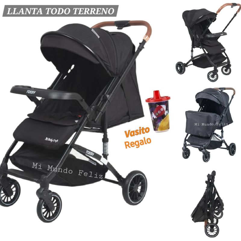 BABY HAPPY - Coche Cuna para Bebe Respaldar Reclinable Negro