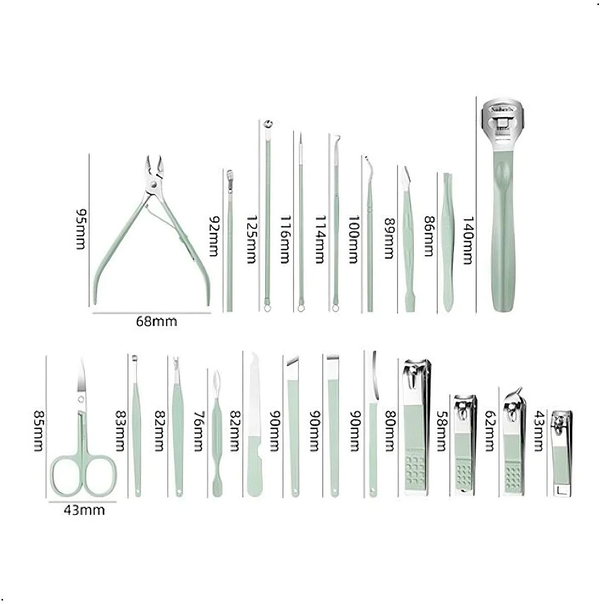 GENERICO - Kit Manicura Pedicura Juego De 22 Piezas Acero Inoxidable
