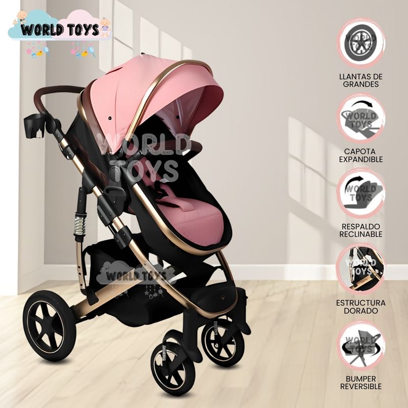 BABY - Coche Cuna Moisés de Lujo «TORETTO» Pink
