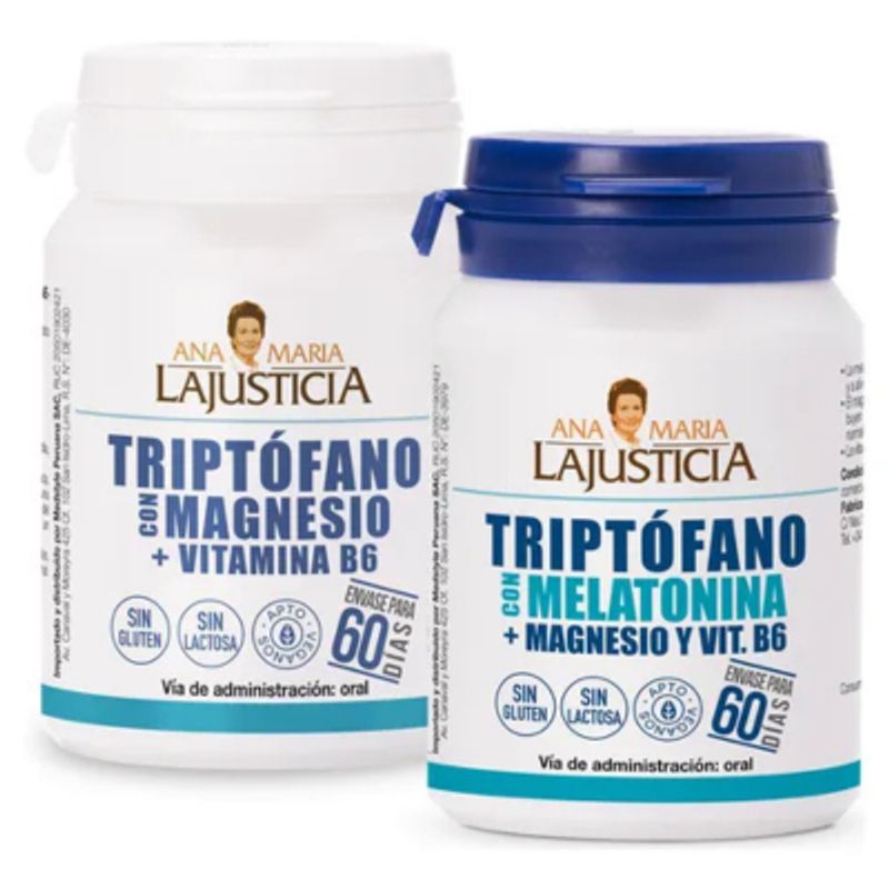 ANA MARIA LAJUSTICIA - PACK CALMA Y RELAJACION TRIPTÓFANO CON MG Y TRIPTÓFANO CON MELATONINA+MG+B6