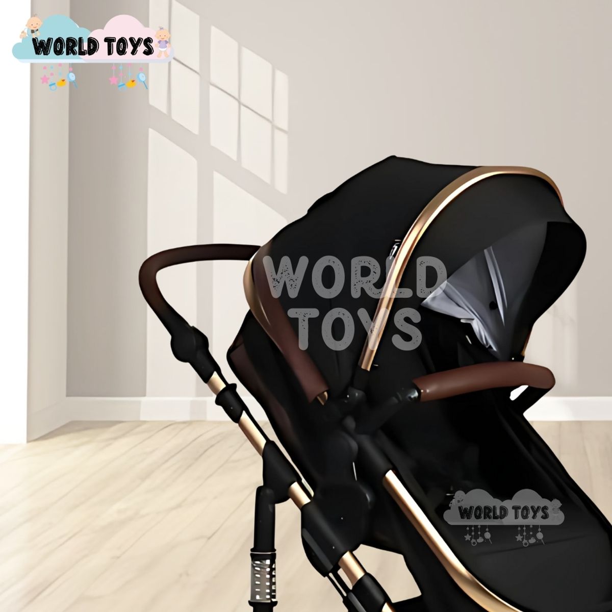 BABY - Coche Moisés con Porta bebé «TORETTO II» Black