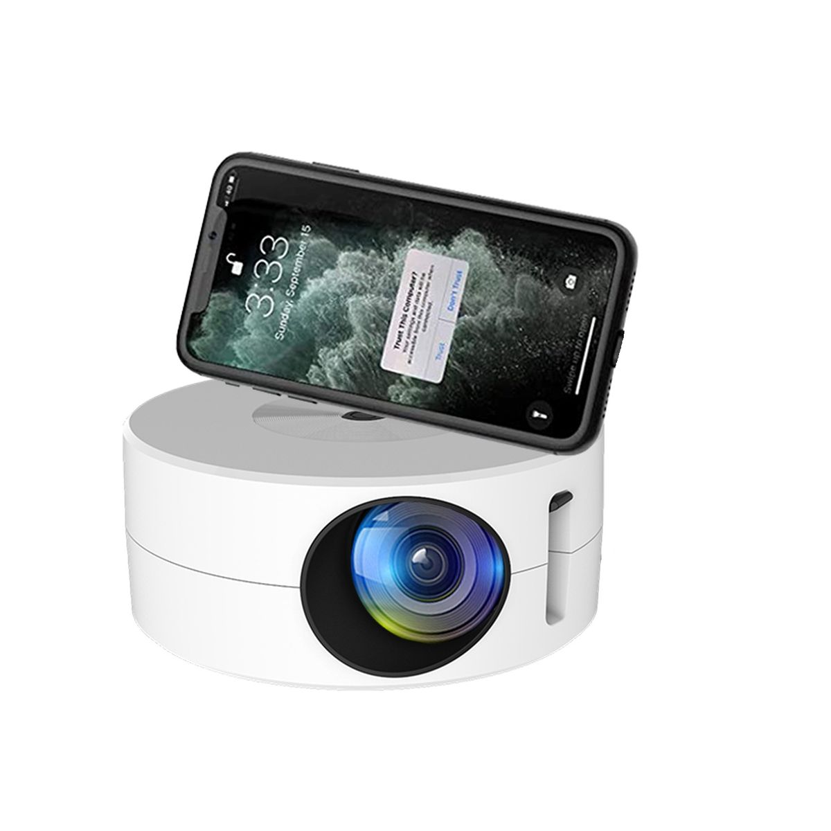 OVOTOUMI - Mini Proyector Inteligente YT200 Cine en Casa Portátil-Blanco