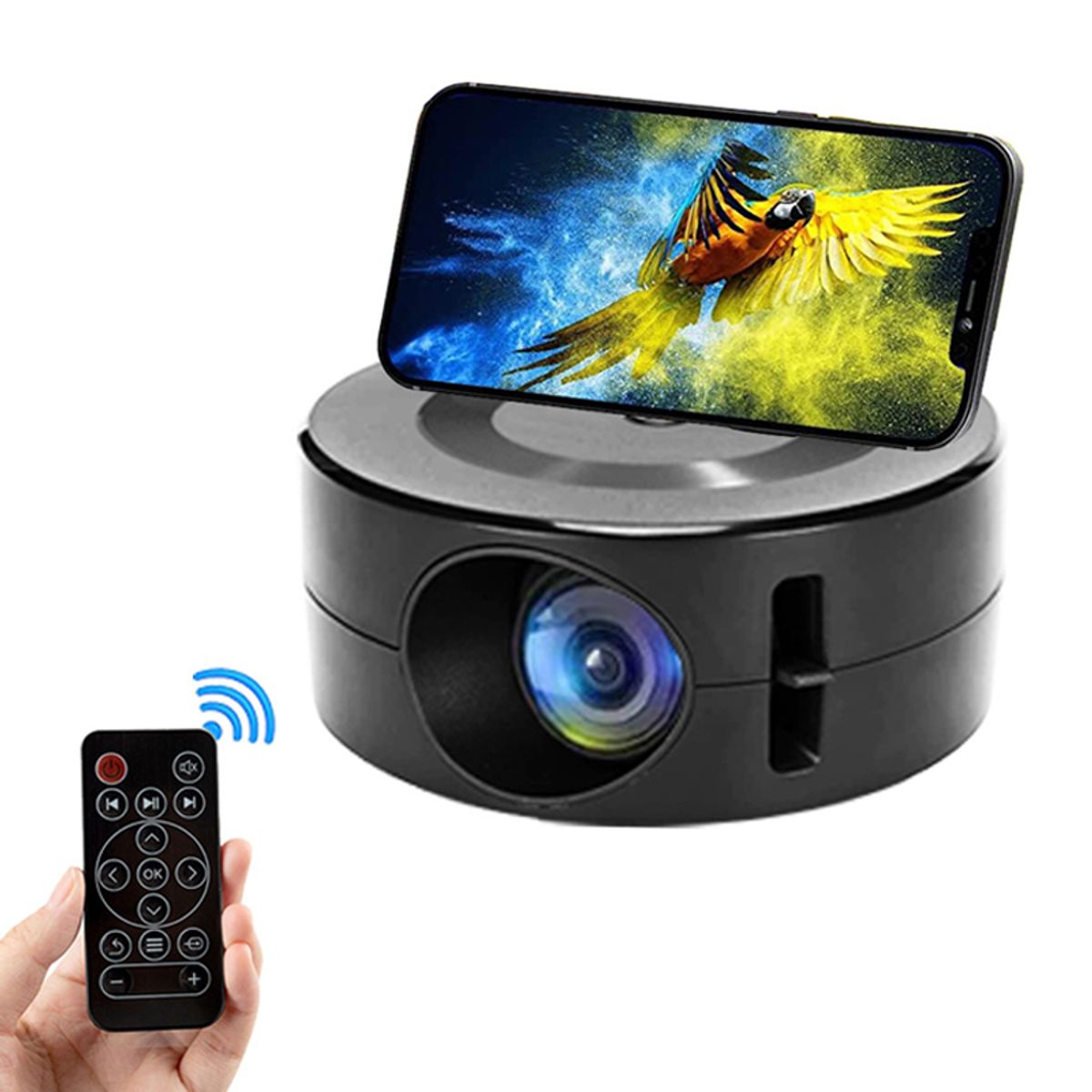 OVOTOUMI - Mini Proyector Inteligente YT200 Cine en Casa Portátil-Blanco