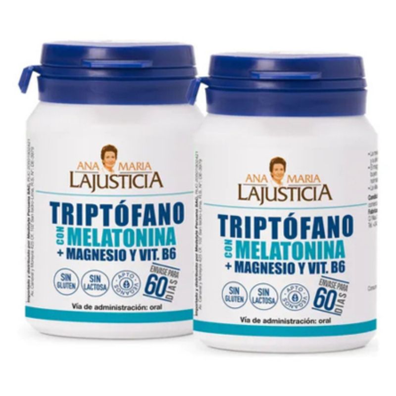 ANA MARIA LAJUSTICIA - PACK NOCHE  2 TRIPTÓFANO CON MELATONINA + MG+ VIT B6  60 Comprimidos c/u.