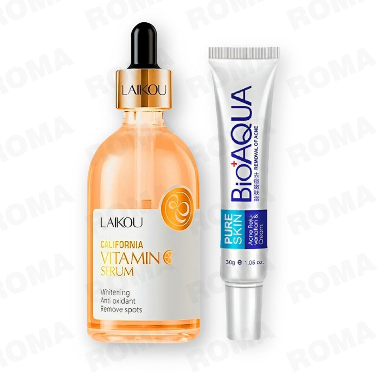 BIOAQUA - KIT SERUM CALIFORNIA VITAMINA C LAIKOU Y CREMA ANTI ACNE BIOAQUA 30G