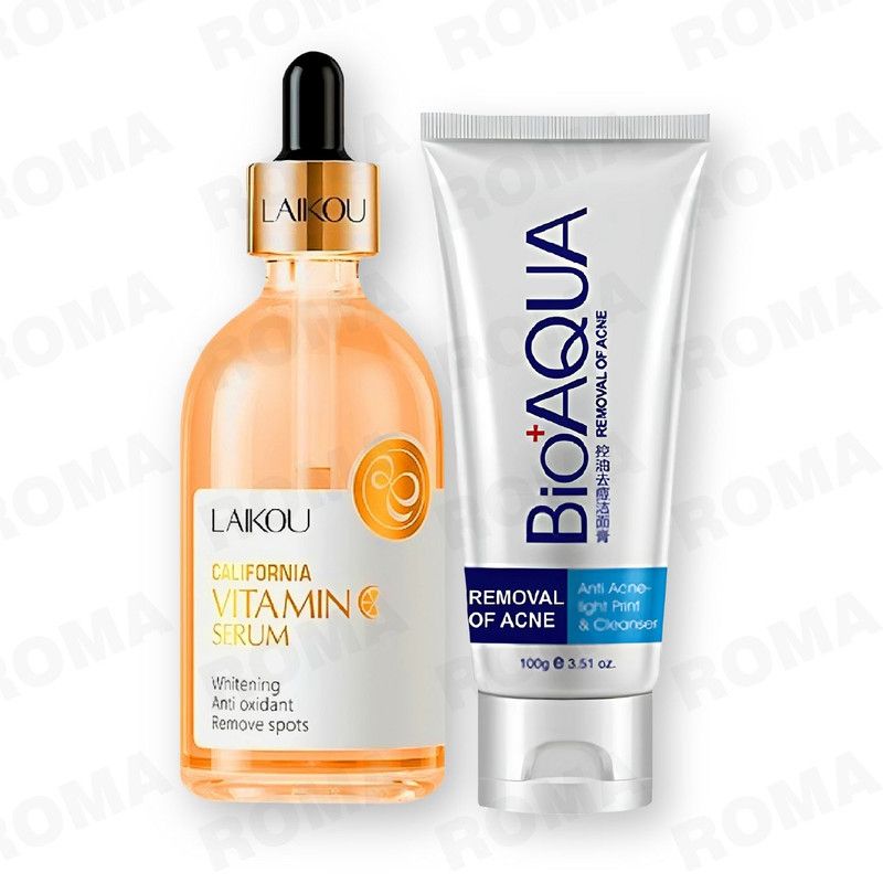 BIOAQUA - KIT SERUM VITAMINA C LAIKOU 100ML Y GEL LIMPIADOR ANTIACNÉ BIOAQUA