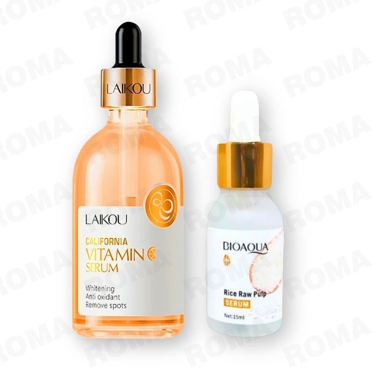 BIOAQUA - KIT SERUM VITAMINA C LAIKOU 100ML Y SERUM ARROZ ÁC HIALURÓNICO