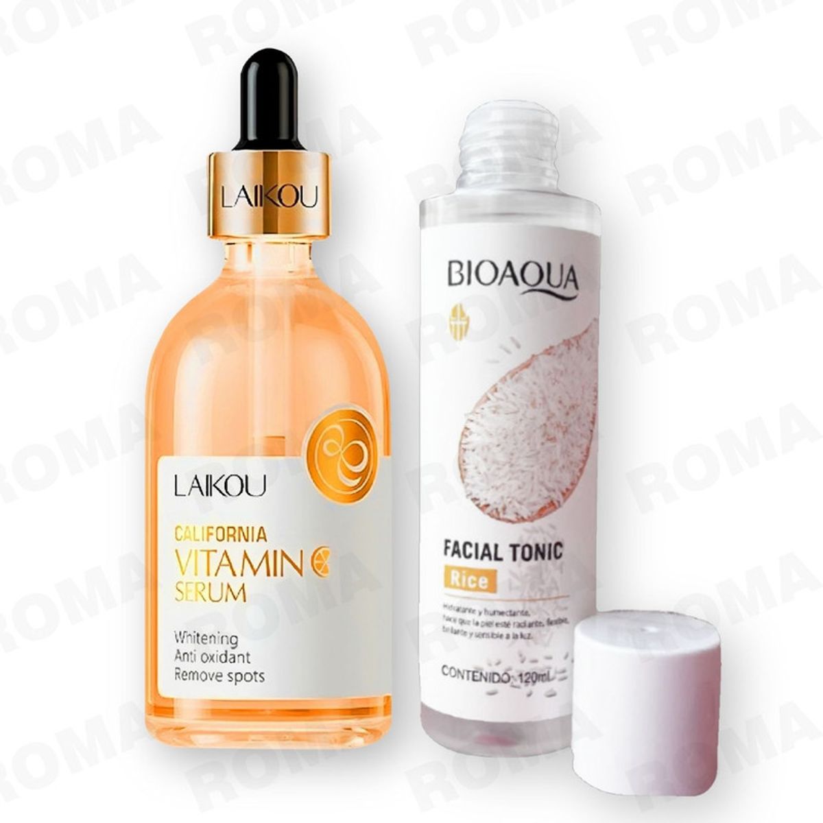 BIOAQUA - KIT SERUM VITAMINA C LAIKOU 100ML Y TÓNICO FACIAL ARROZ BIOAQUA